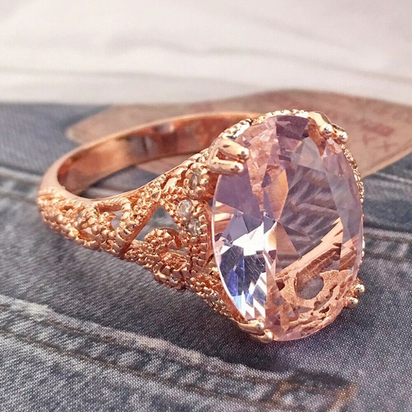 Gorgeous Rose Gold Filled Pink Sapphire Ring New - Picture 3 of 5